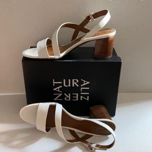 White heeled naturalizer dress sandals never worn with box